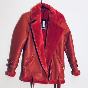 Red Nasty Gal Faux Leather Jacket